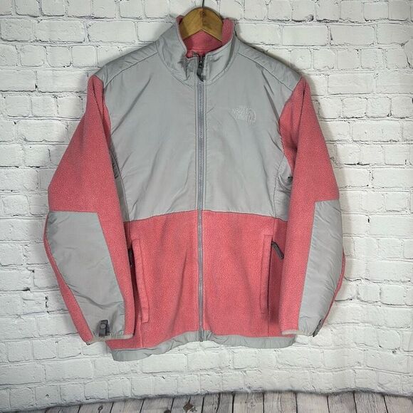 The North Face Denali Girls Full Zip Jacket size XL Gray Pink - Picture 1 of 13